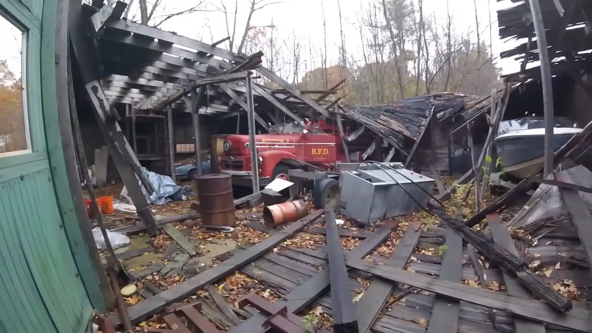 Abandoned dealership of classic cars in New England is an internet mystery