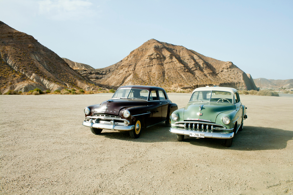 Tabernas,,Almeria,,Spain,,August,14,,2017.,Vintage,Cars,In,The