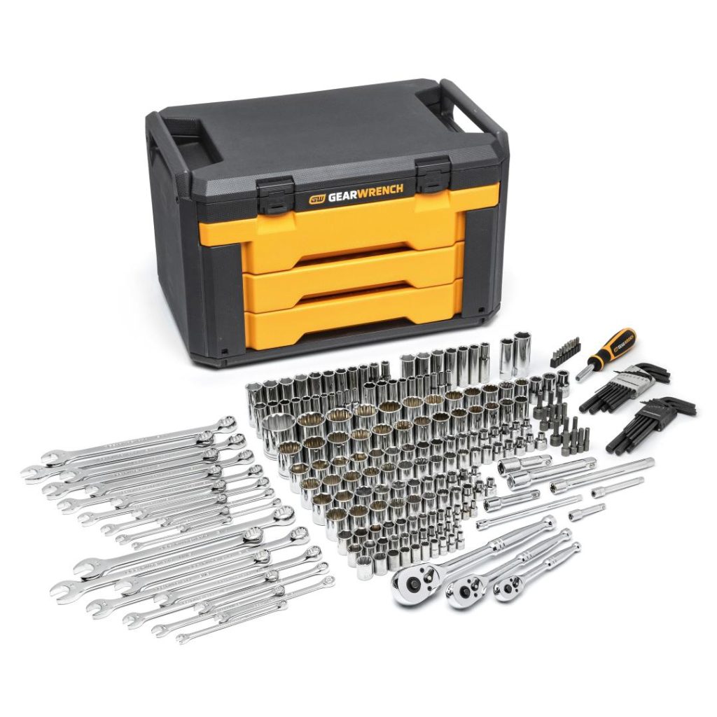 GEARWRENCH Mechanics Tool Set in 3 Drawer Storage Box