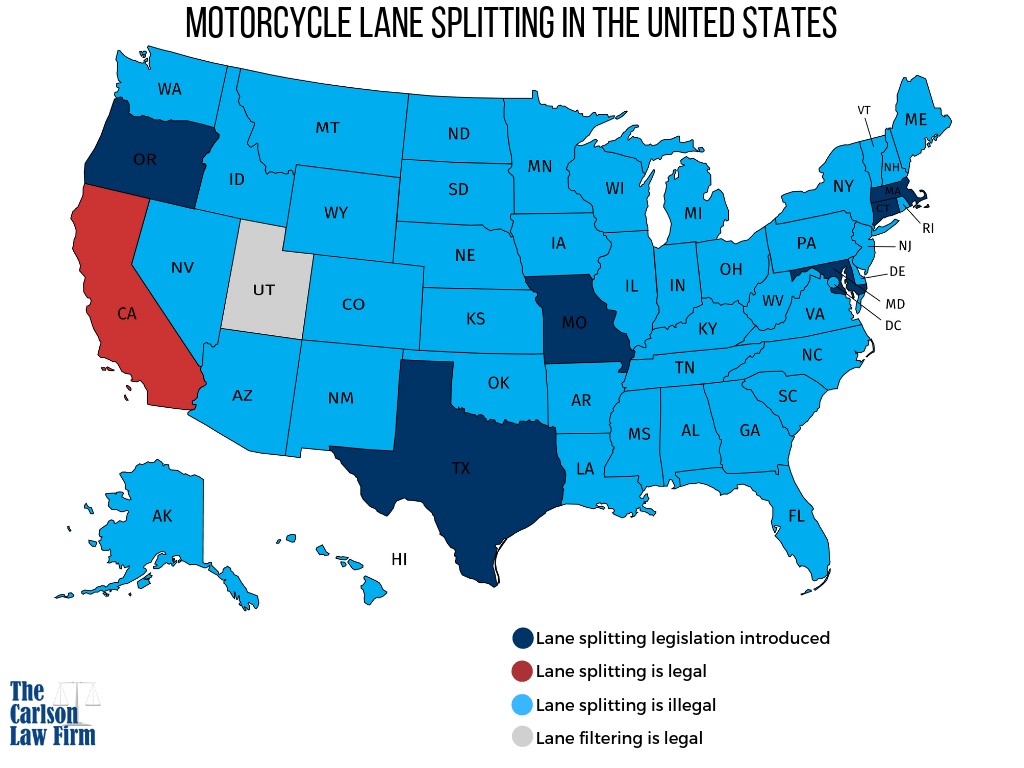 Lane Splitting Legal States Map