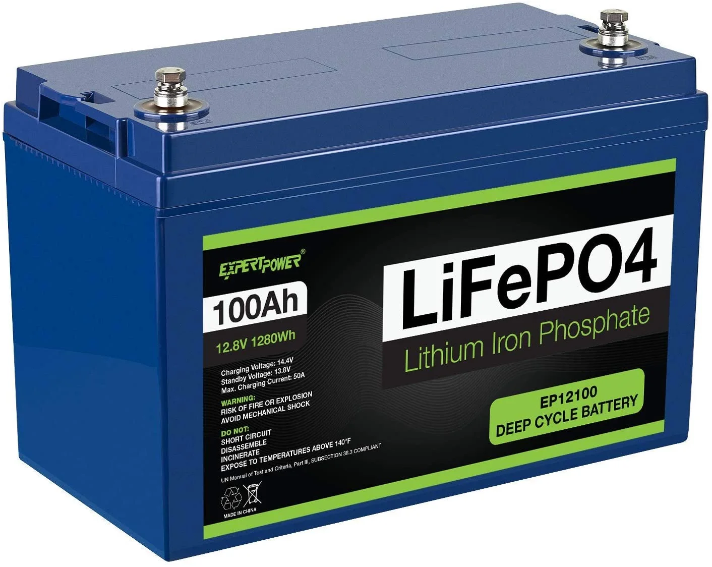 ExpertPower 12 V 100Ah LiFePO4 Deep Cycle Battery