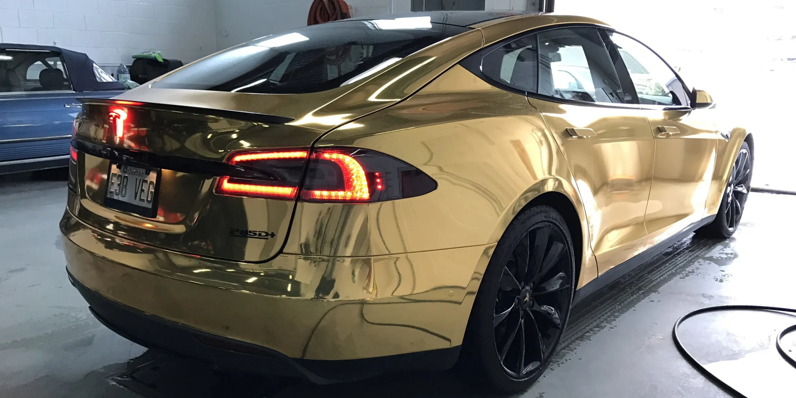 24K Gold Wrapped Tesla Model S