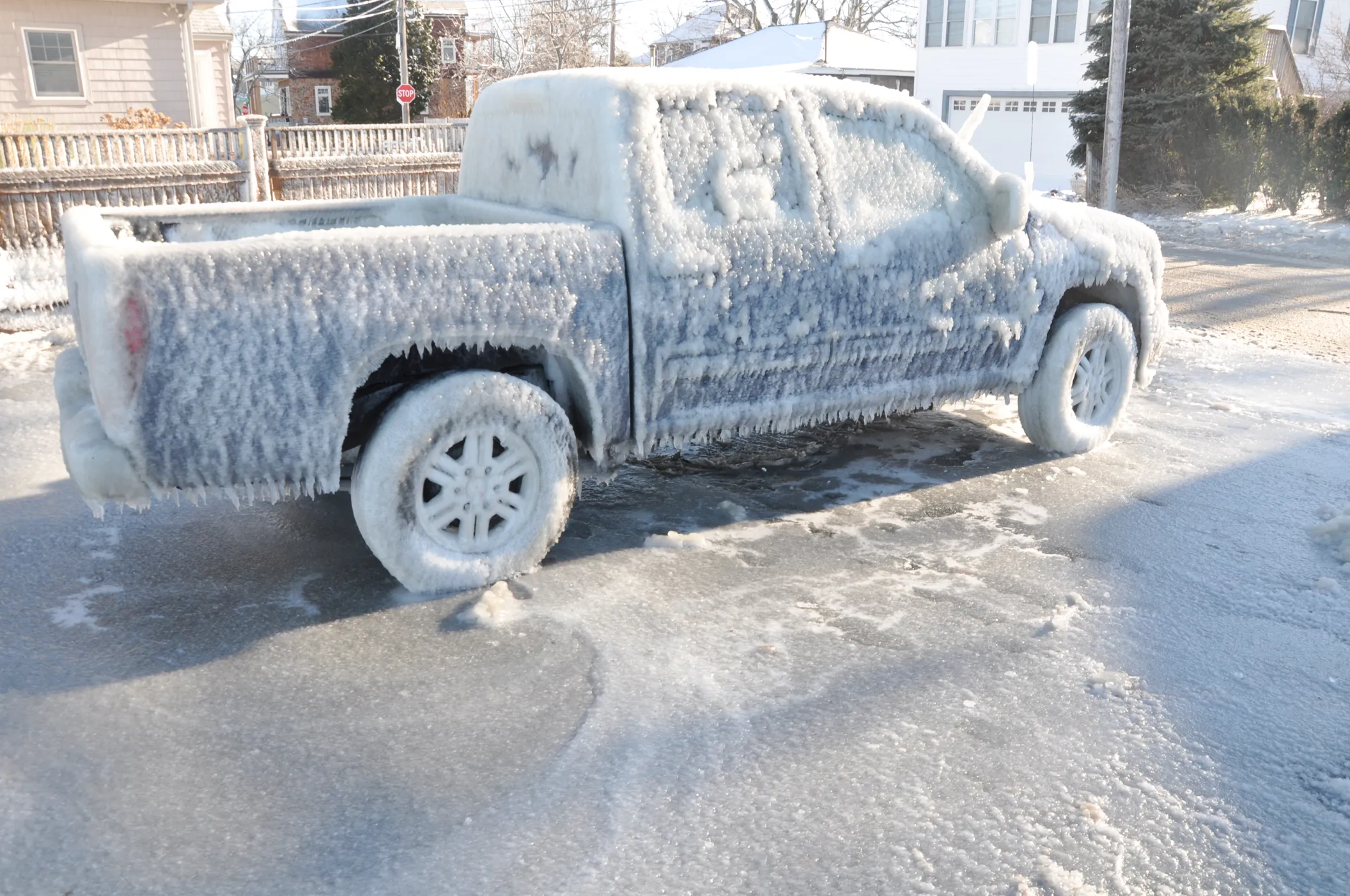 Truck covered with snow