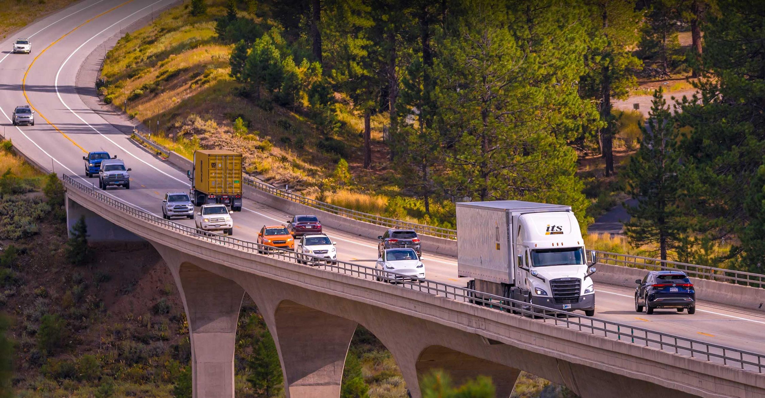 Bustling highway scene
