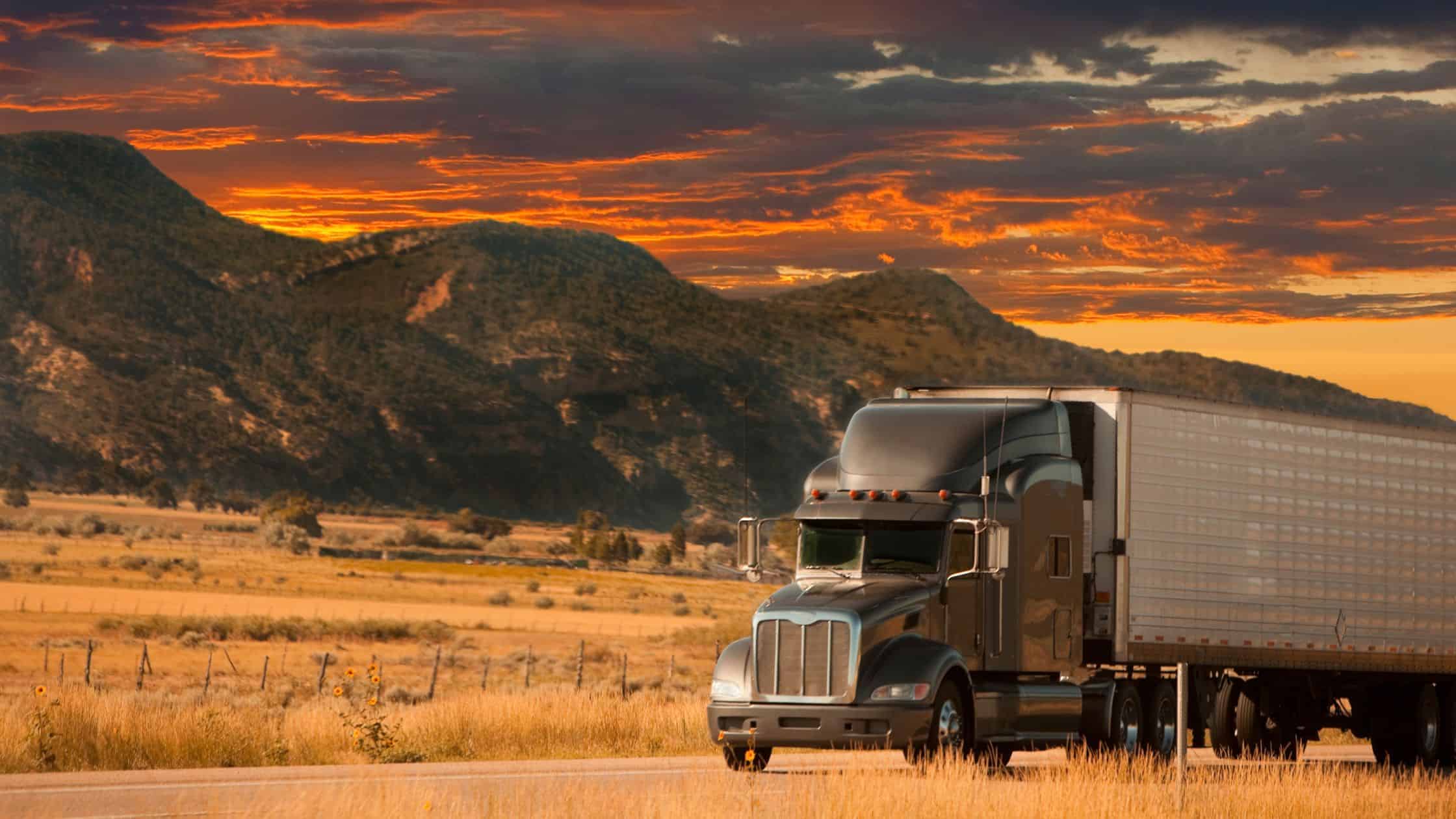 Semi Truck Driving During High Wind