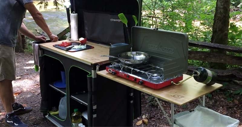 Portable Camp Kitchen and Cooking Setup