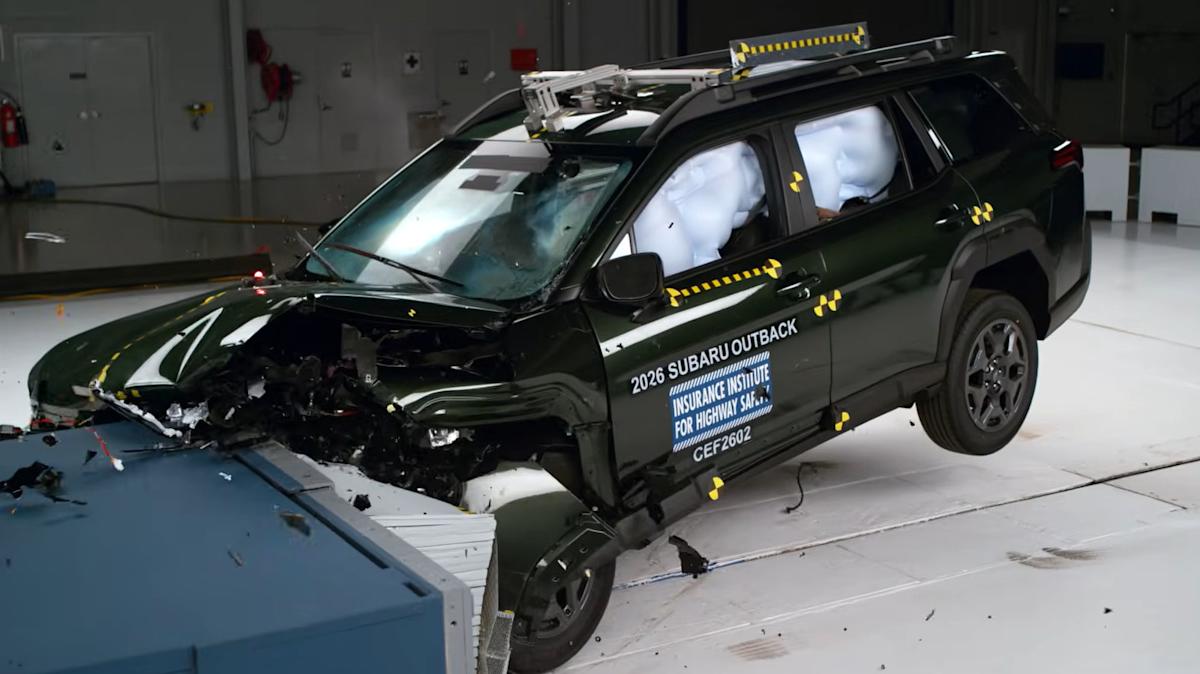2026 Subaru Outback undergoing a crash test