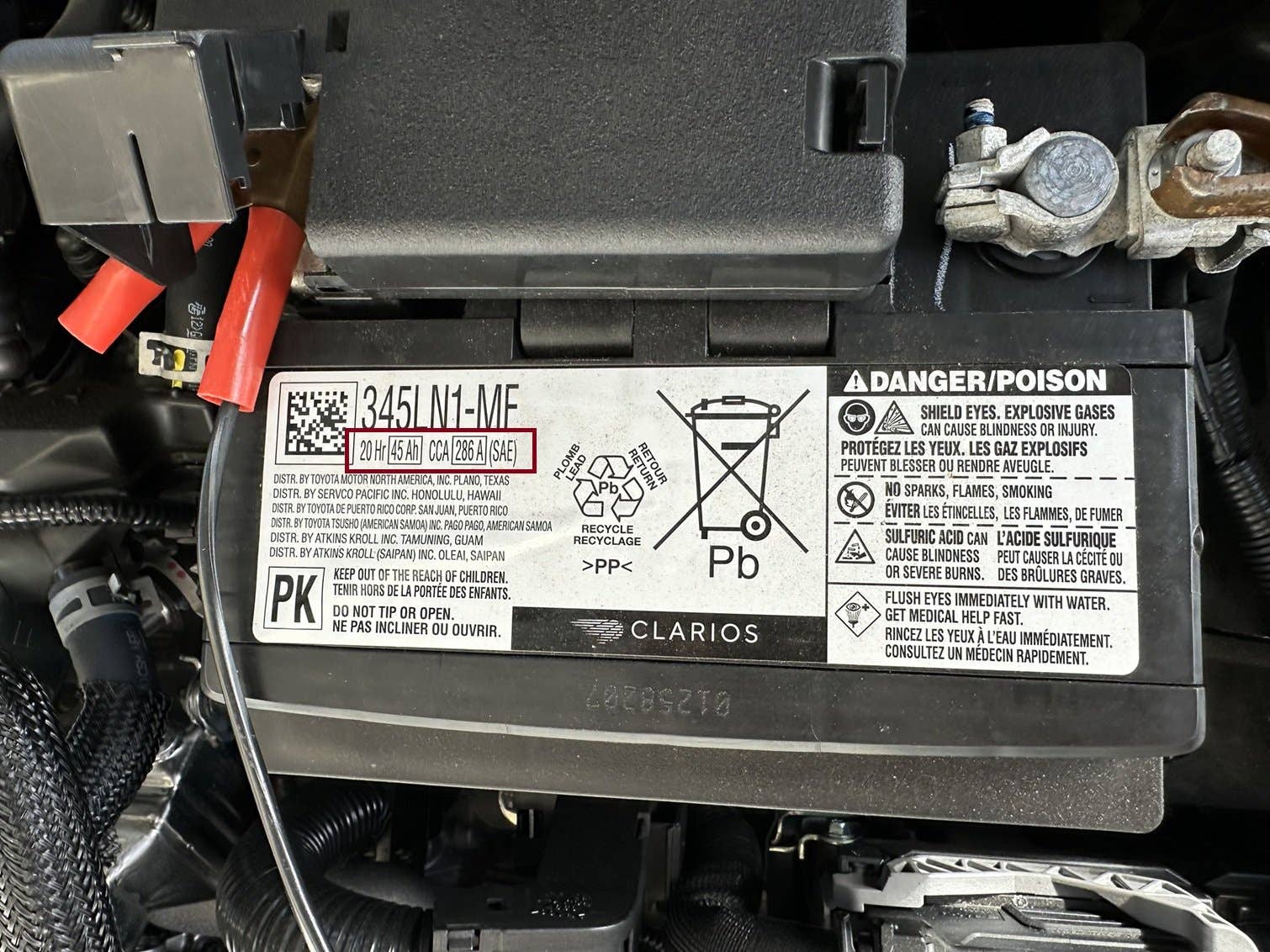 Clarios lead acid car battery