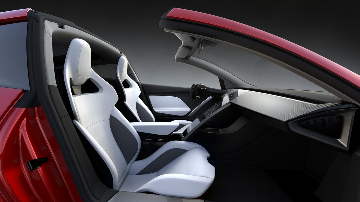 Futuristic interior of the Tesla Roadster