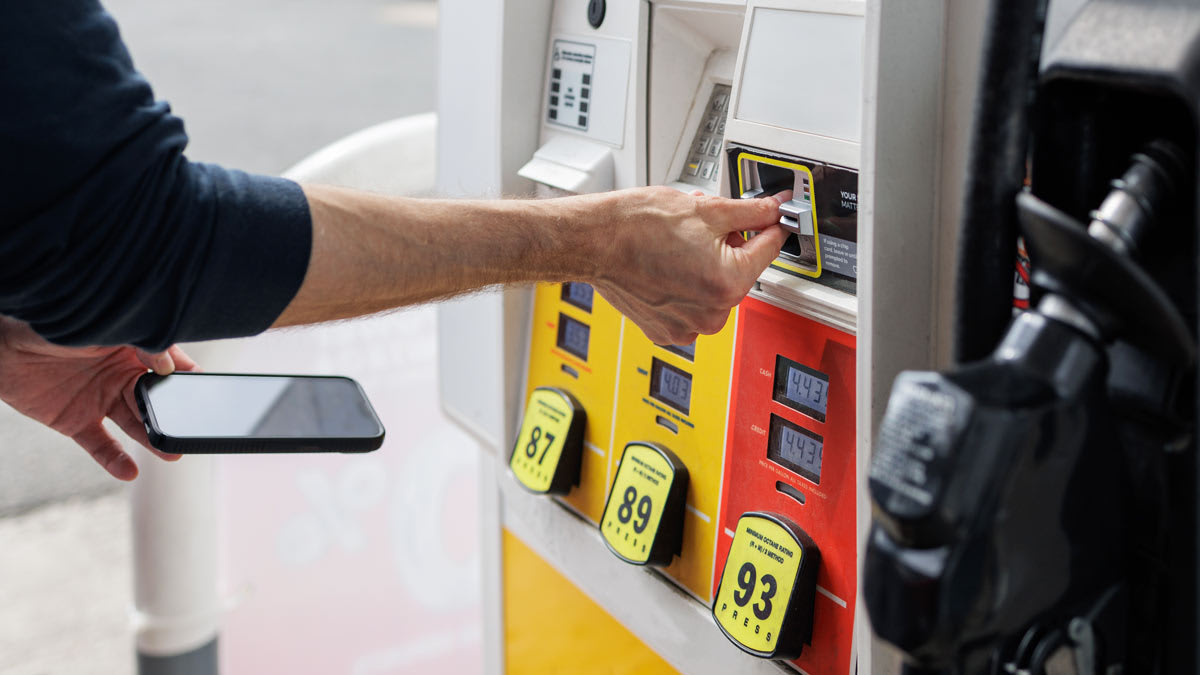 Gas pump at a station