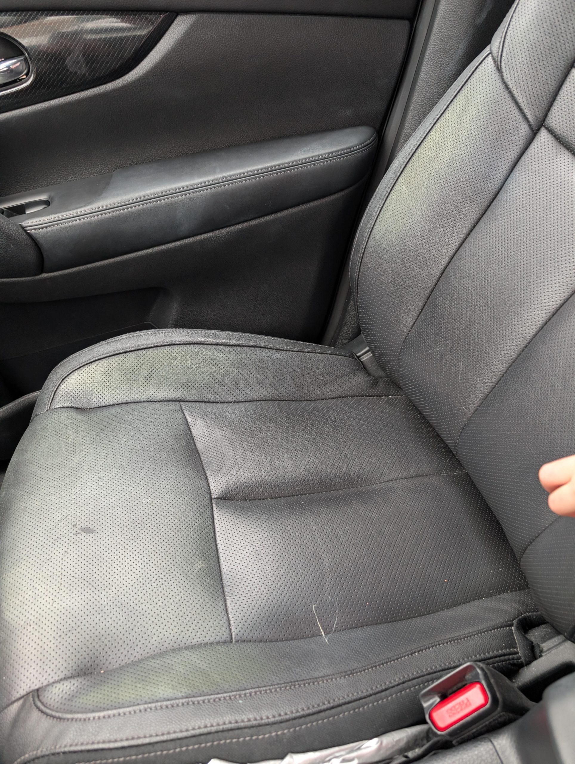 Greenish stains on car seat