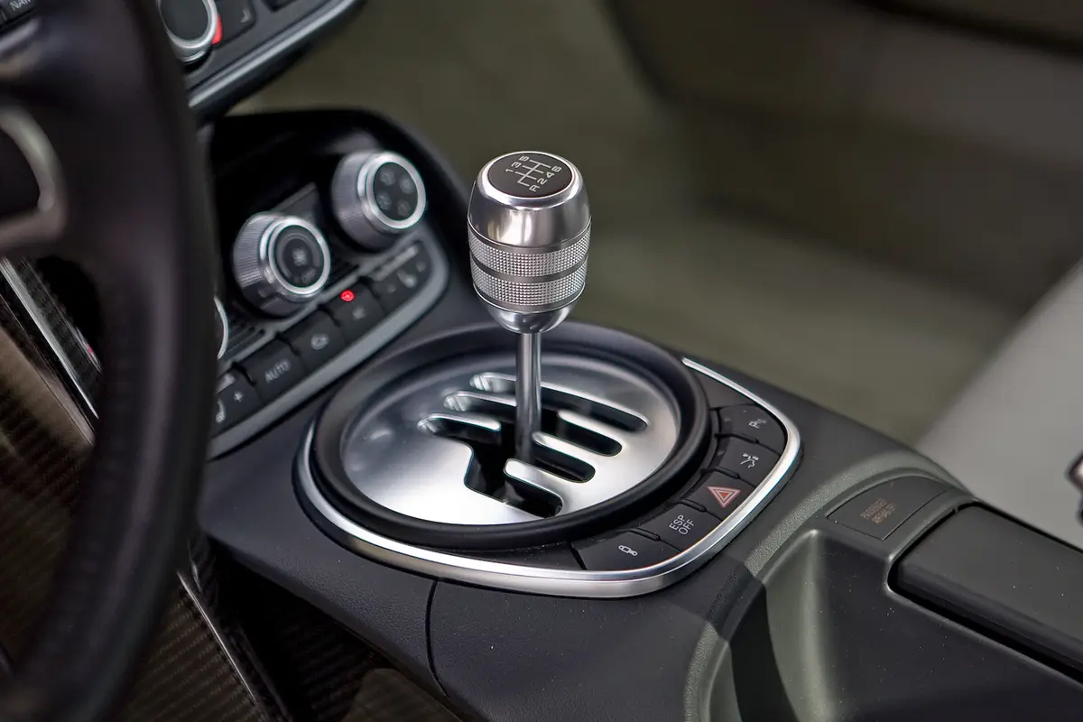 Iconic gated manual shifter of a first generation Audi R8 Iconic gated manual shifter of a first generation Audi R8