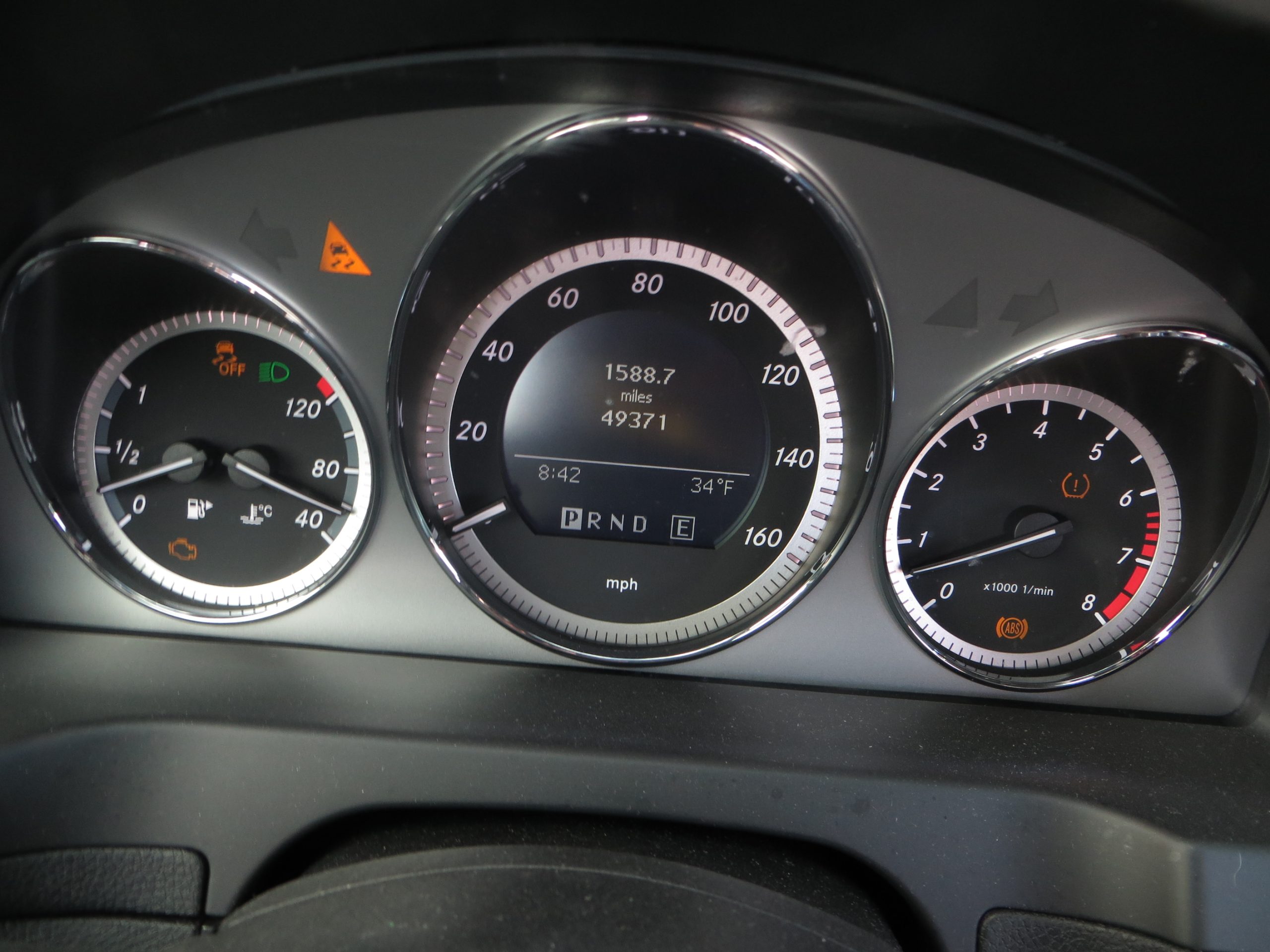 Mercedes Benz dashboard instrument cluster. 
