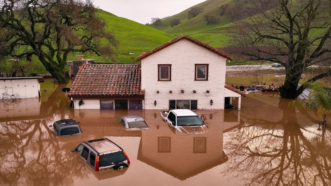 Severe flooding in a rural area