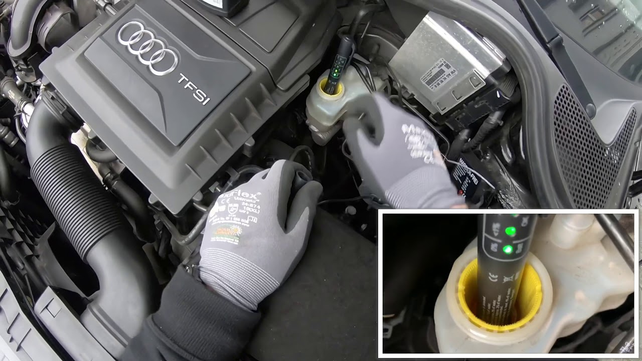 Testing brake fluid in an Audi TFSI engine