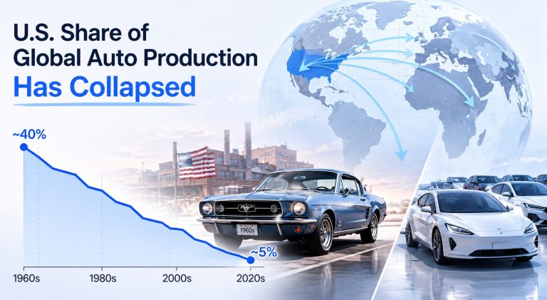 The US Share of Global Auto Production Has Collapsed Since the 1960s