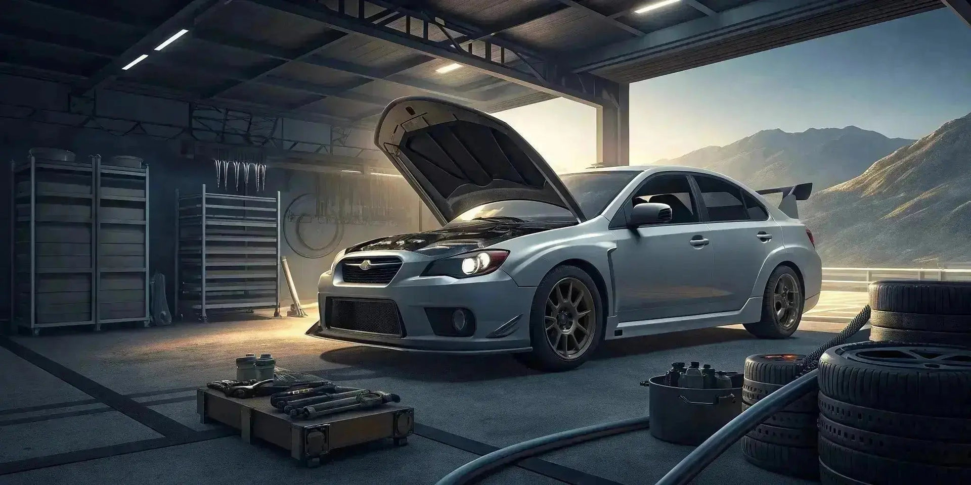 White Subaru Impreza WRX STI