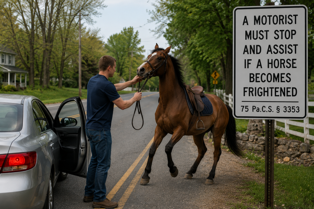 A Motorist Must Stop and Assist if a Horse Becomes Frightened (Pennsylvania)
