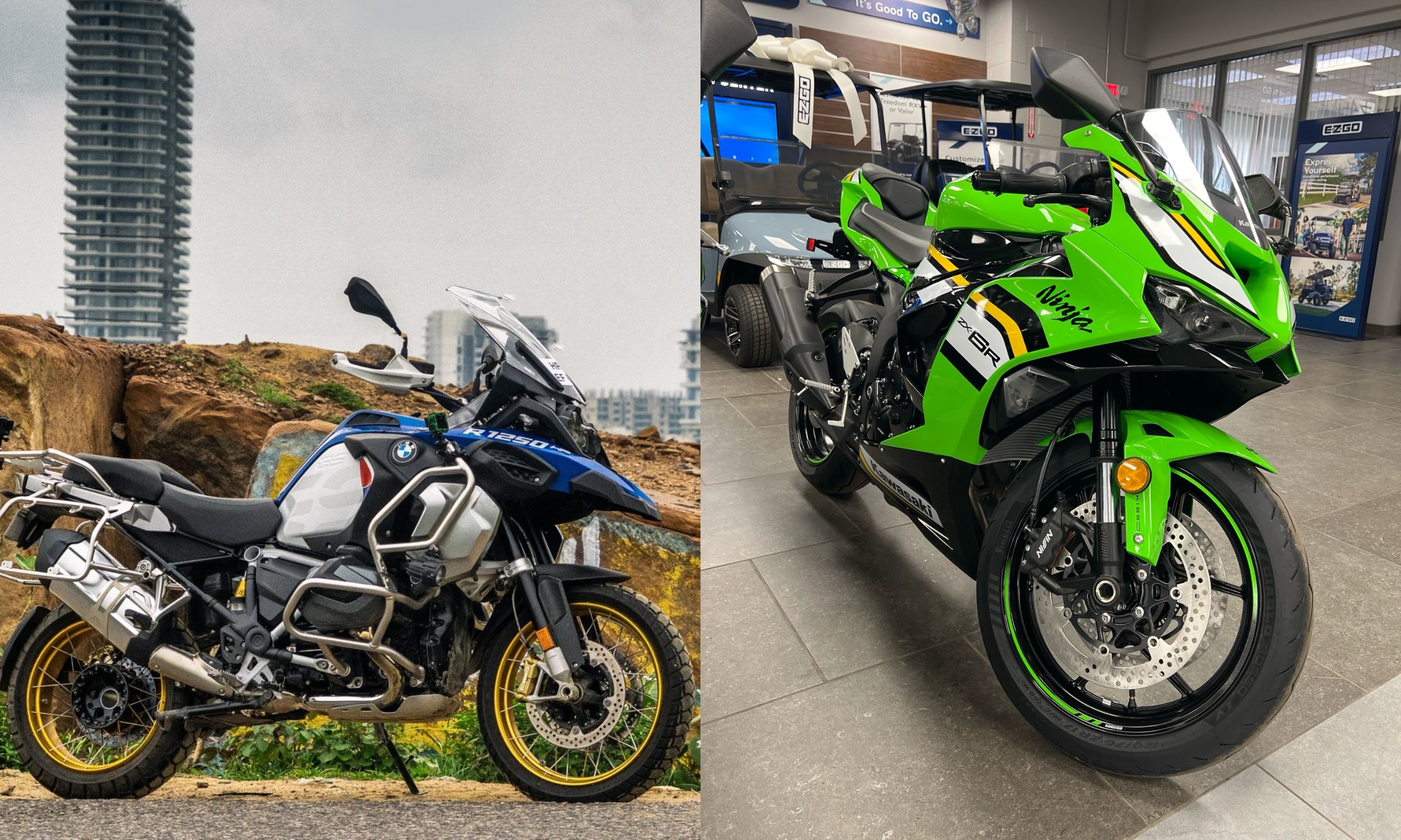 BMW R 1250 GS Adventure and Kawasaki Ninja ZX 6R
