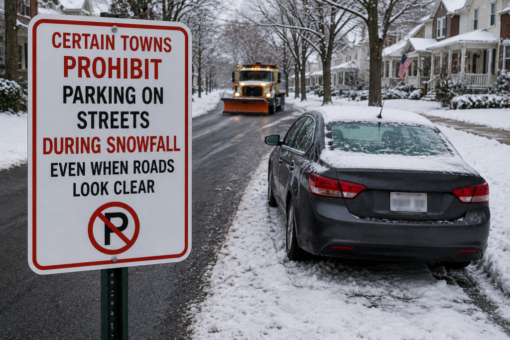 Certain Towns Prohibit Parking on Streets During Snowfall Even When Roads Look Clear