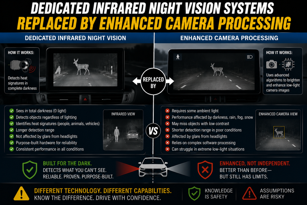 Dedicated Infrared Night Vision Systems Replaced by Enhanced Camera Processing