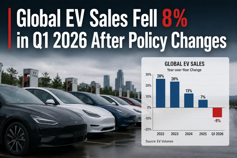 Global EV Sales Fell 8% in Q1 2026 After Policy Changes