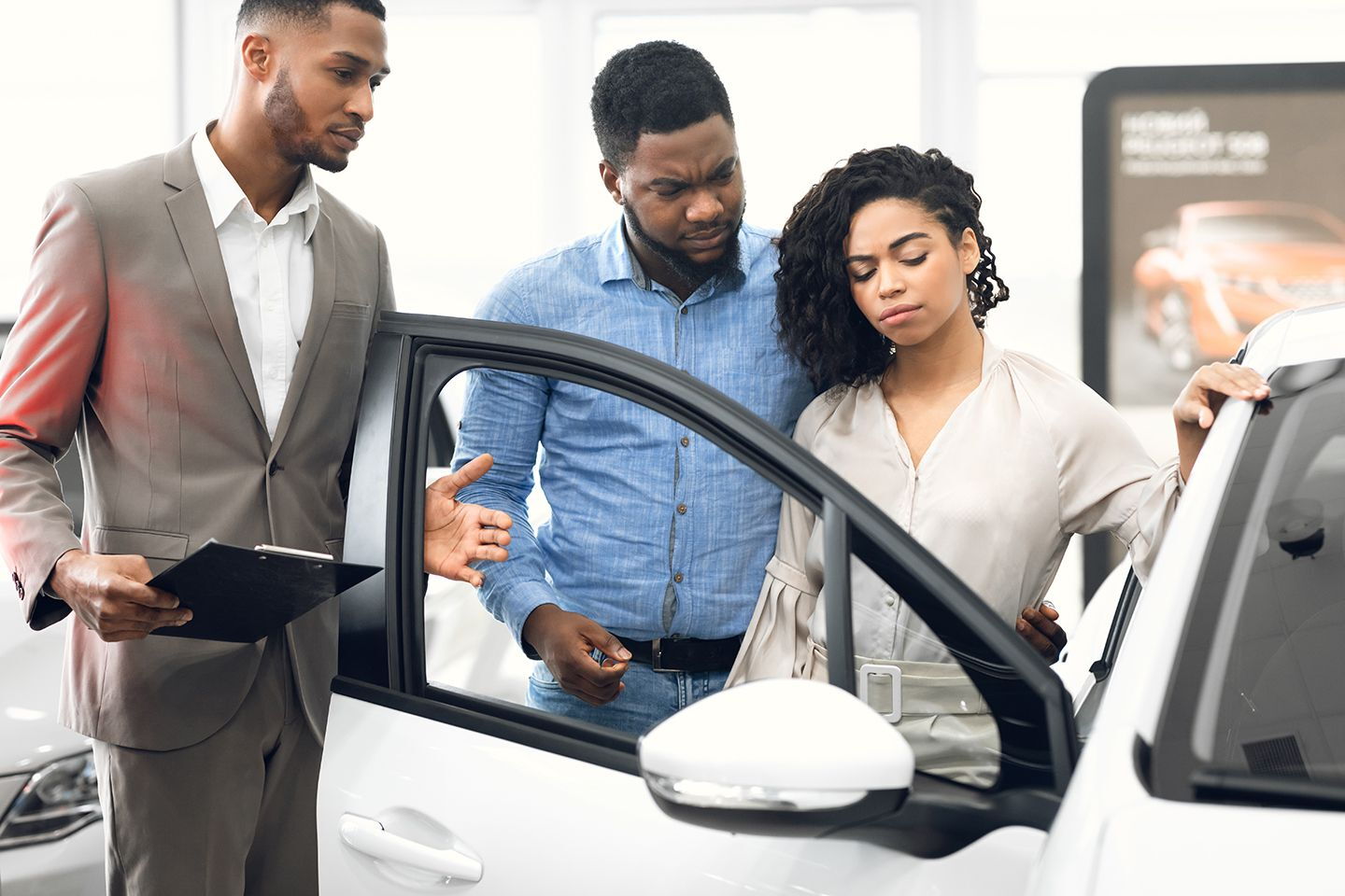 Interacting with a car dealer at a dealership