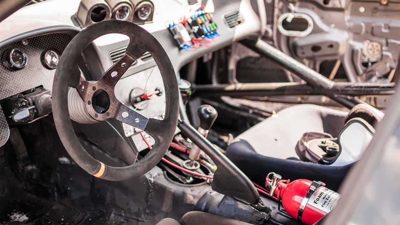 Interior features a stripped down cockpit