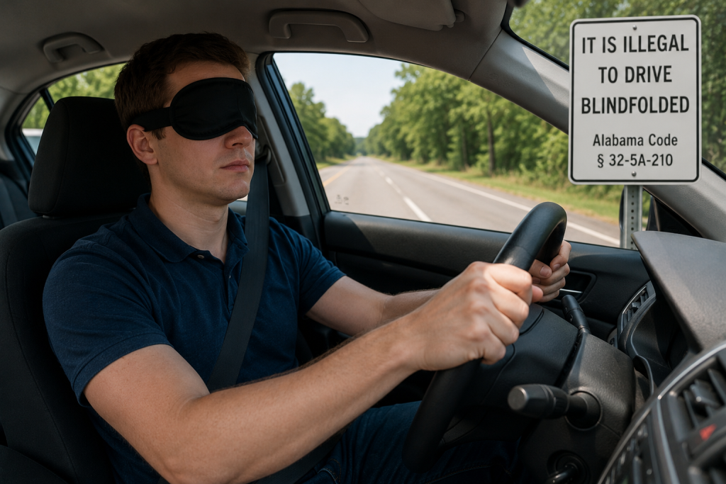 It Is Illegal to Drive Blindfolded (Alabama)