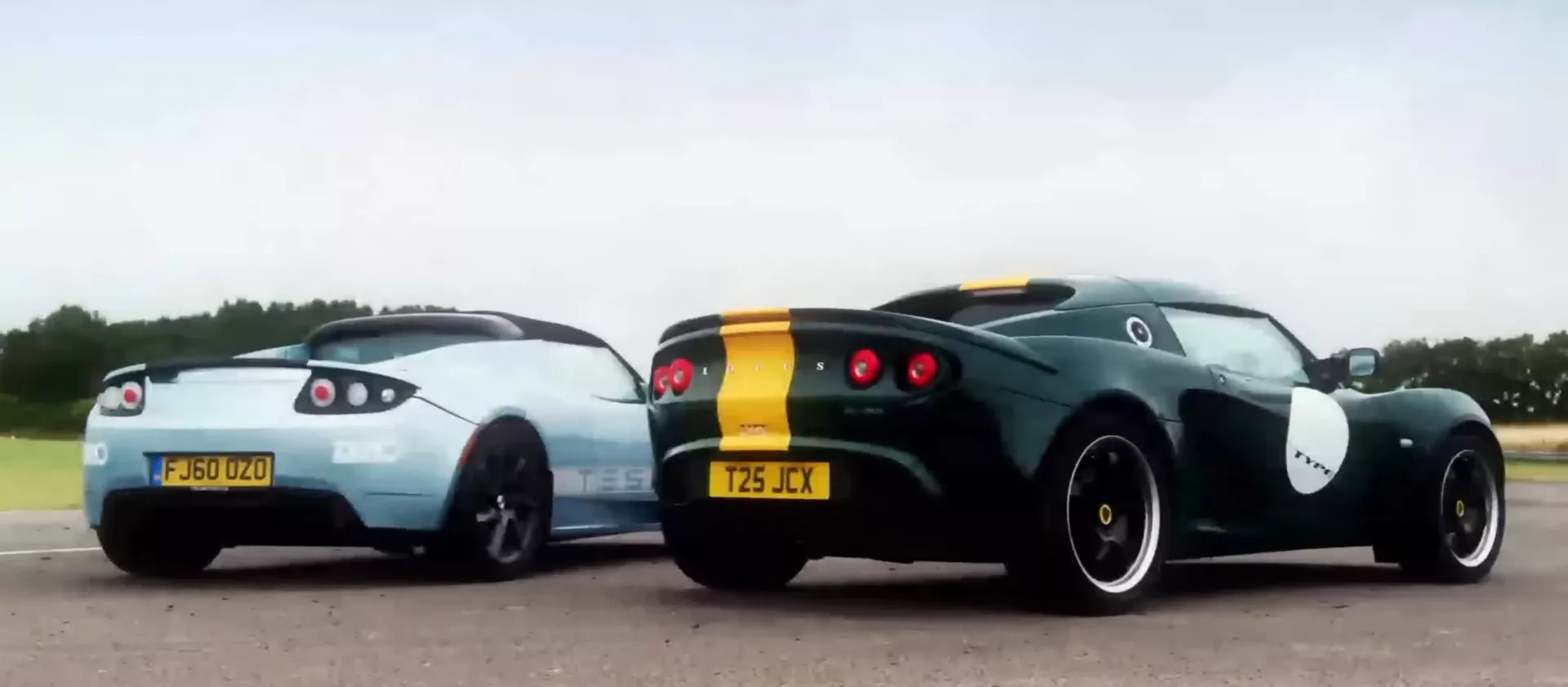 Lotus Elise and Tesla Roadster