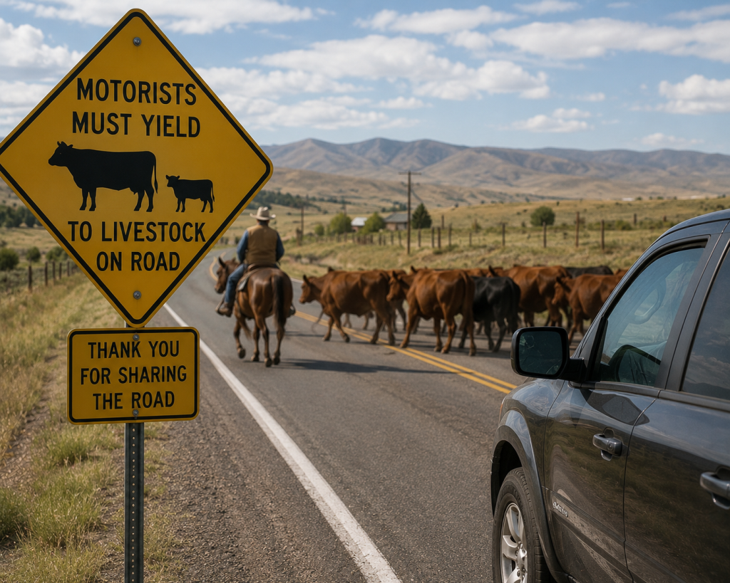 Motorists Must Yield to Livestock on Certain Rural Roads (Western States and Local Jurisdictions)