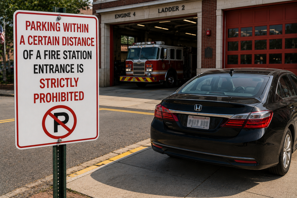 Parking Within a Certain Distance of a Fire Station Entrance Is Strictly Prohibited