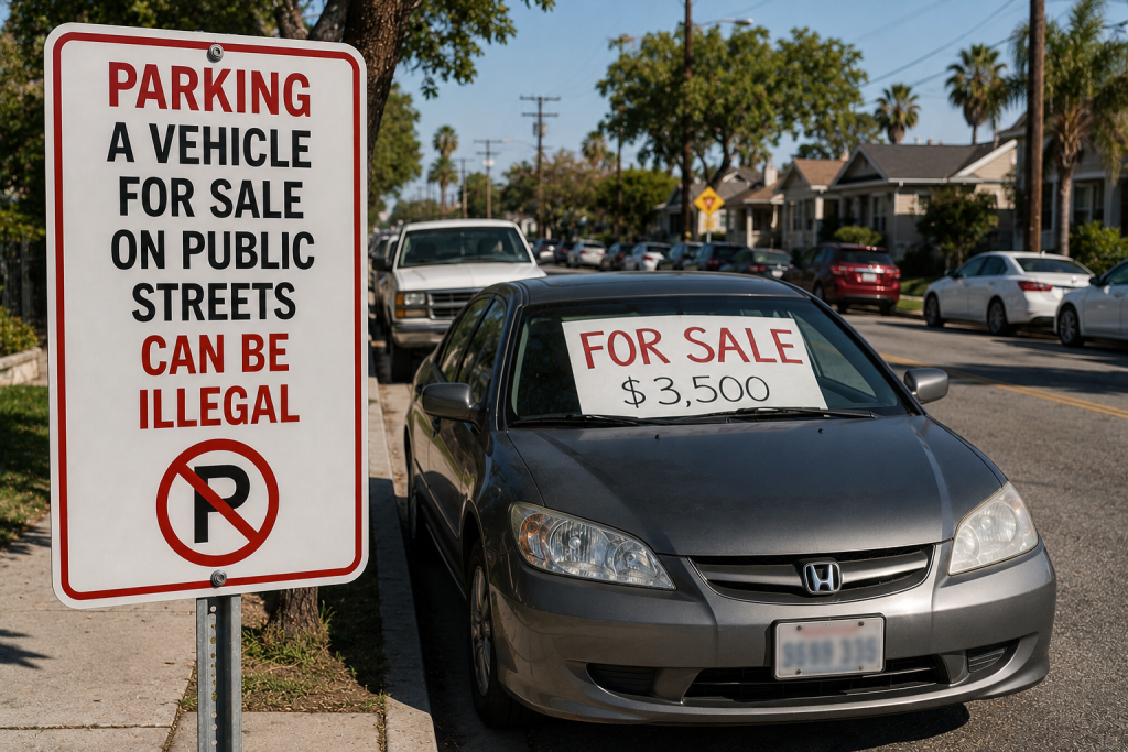 Parking a Vehicle for Sale on Public Streets Can Be Illegal