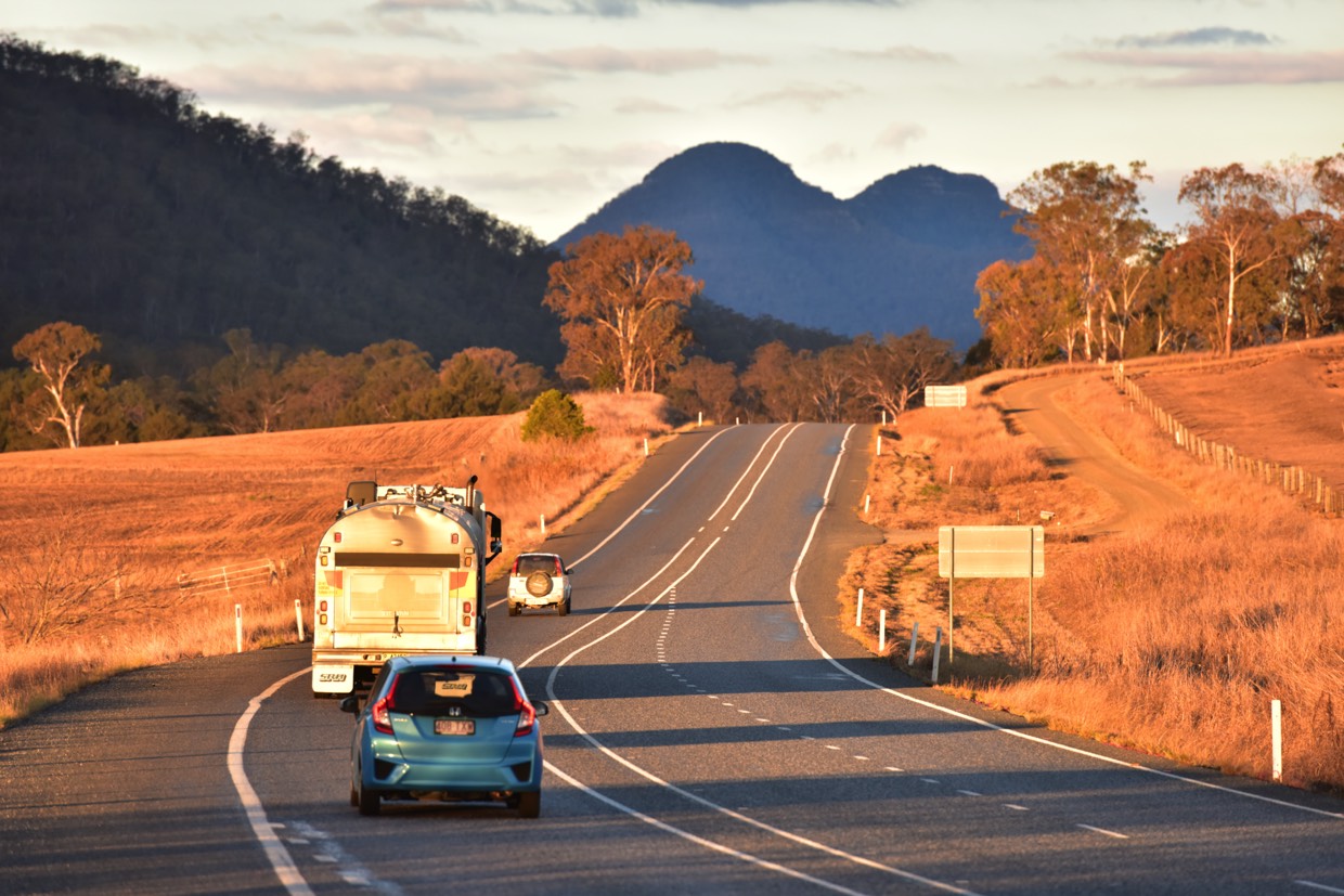 Paved road in a regional area of Queensland, Australia