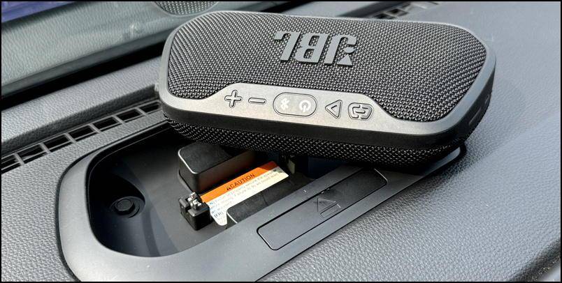 Removable JBL FLEX Portable Speaker In The Dashboard