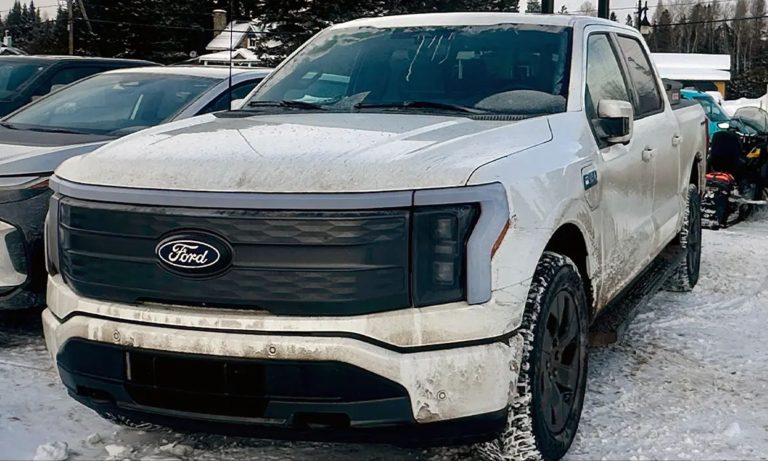 white 2022 Ford F 150 Lightning truck