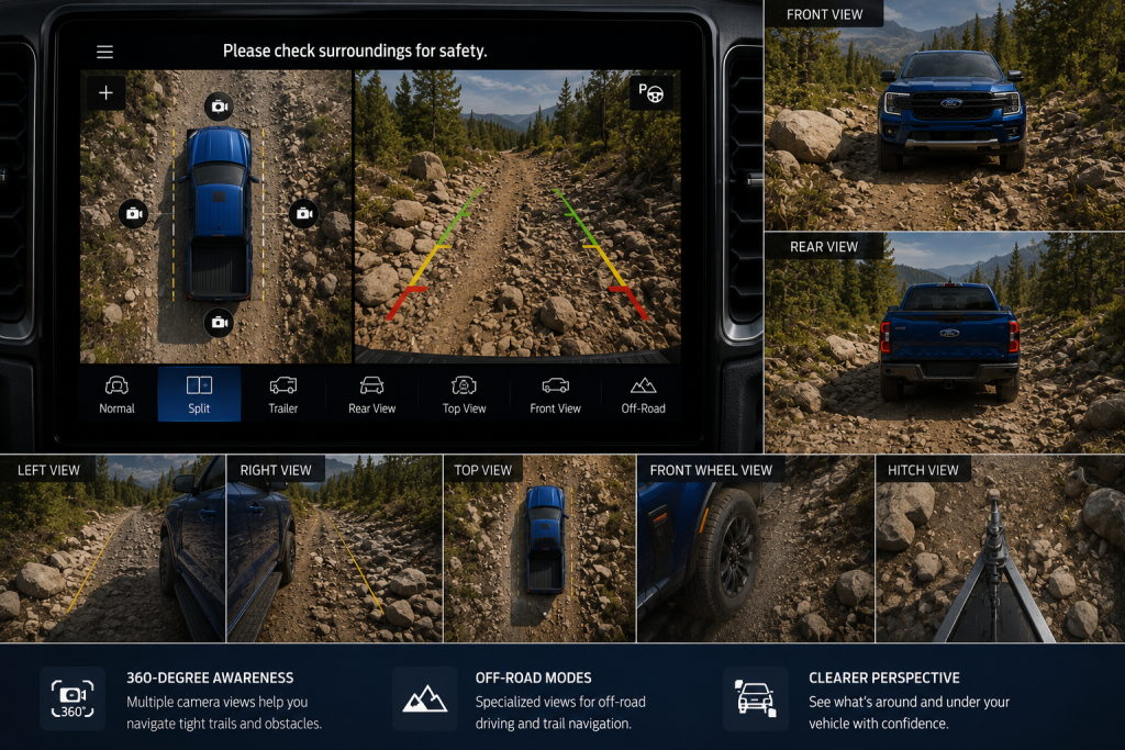 360 Degree Camera Split View With Off Road Perspectives