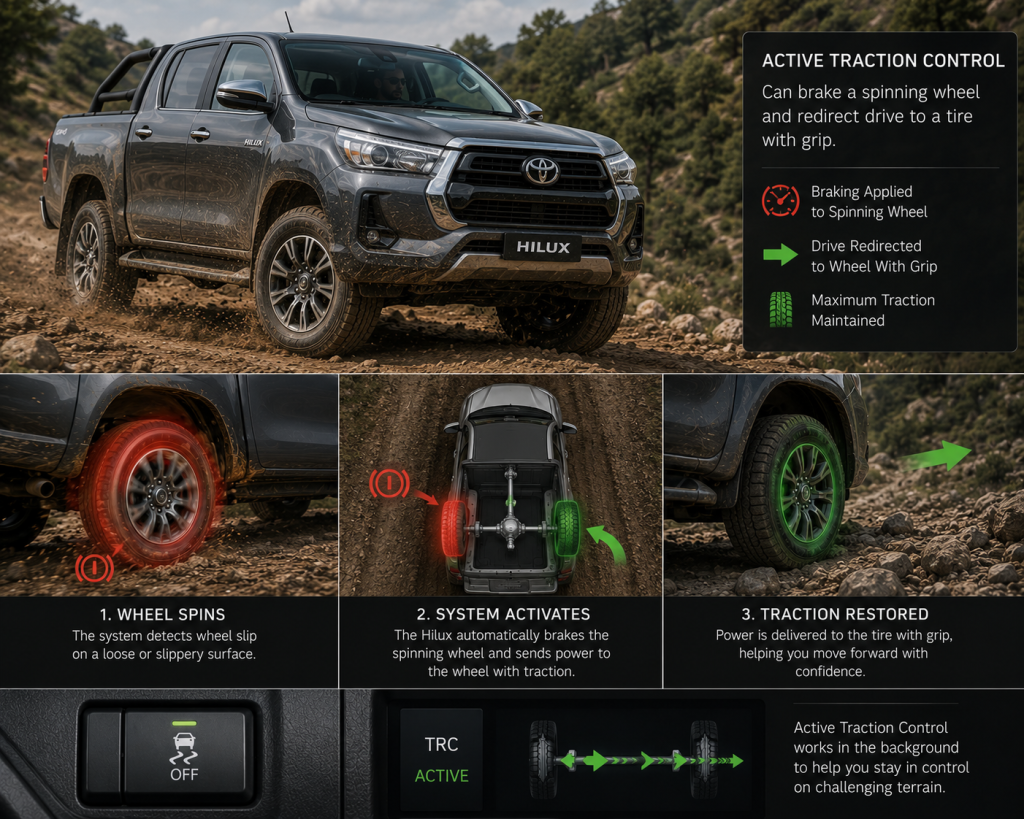 Active Traction Control Can Brake a Spinning Wheel and Redirect Drive to a Tire With Grip