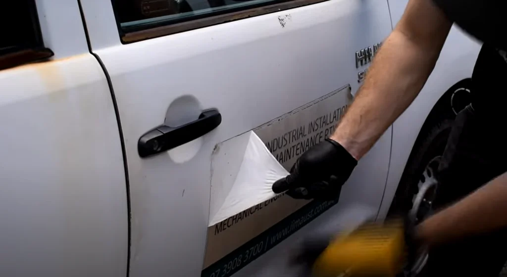 Evidence of Removed Company Decals or Equipment