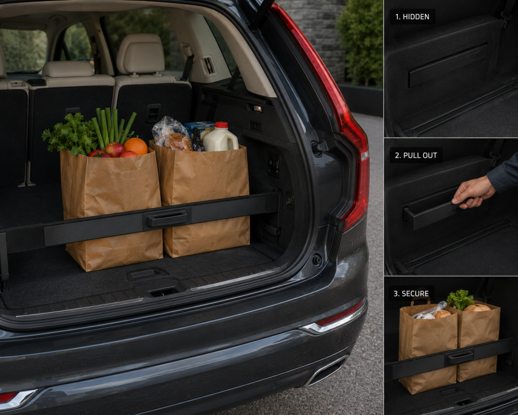 Hidden Grocery Bag Holder Keeps Cargo From Sliding Around