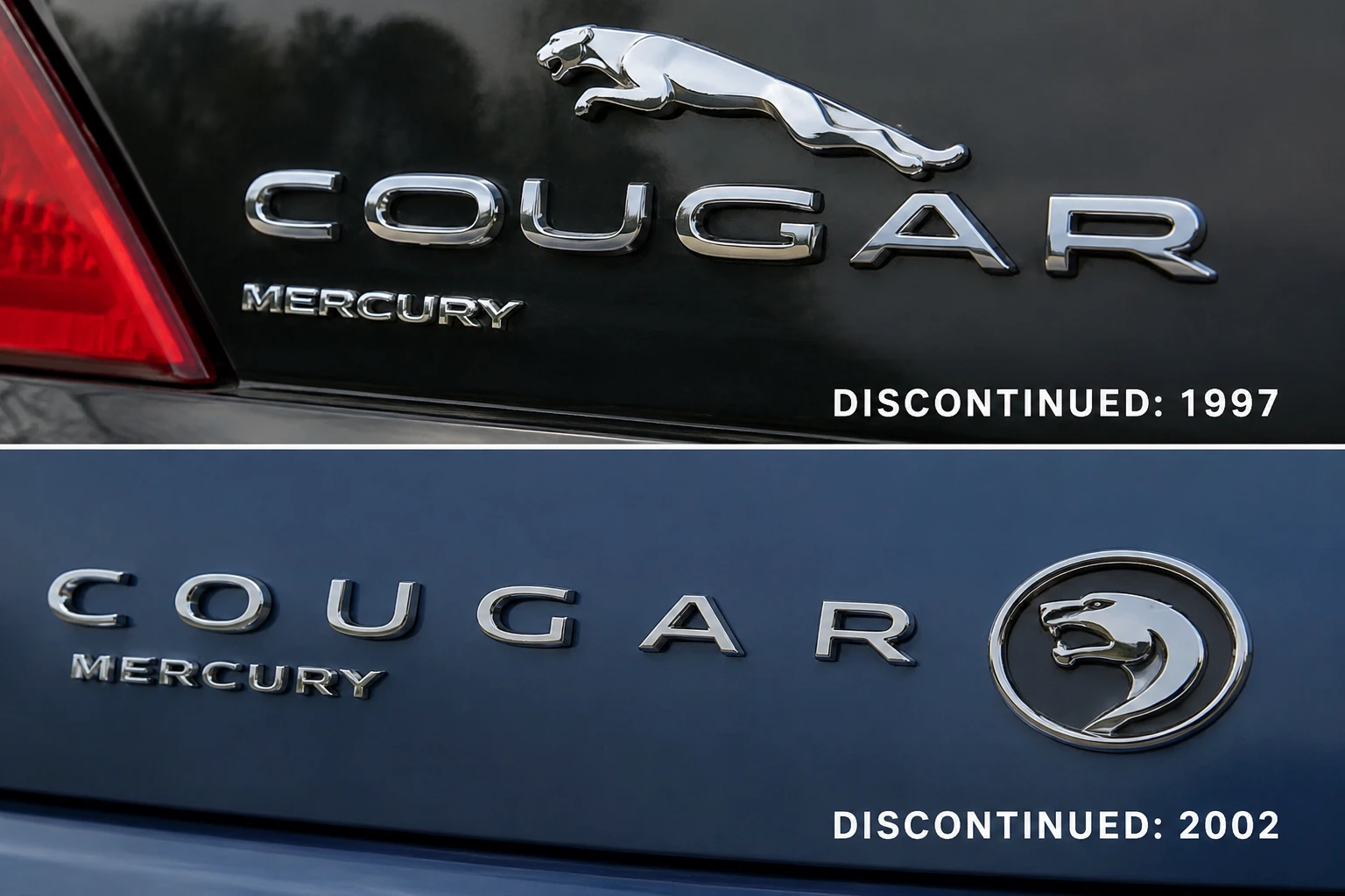 Nameplates of Mercury Cougar