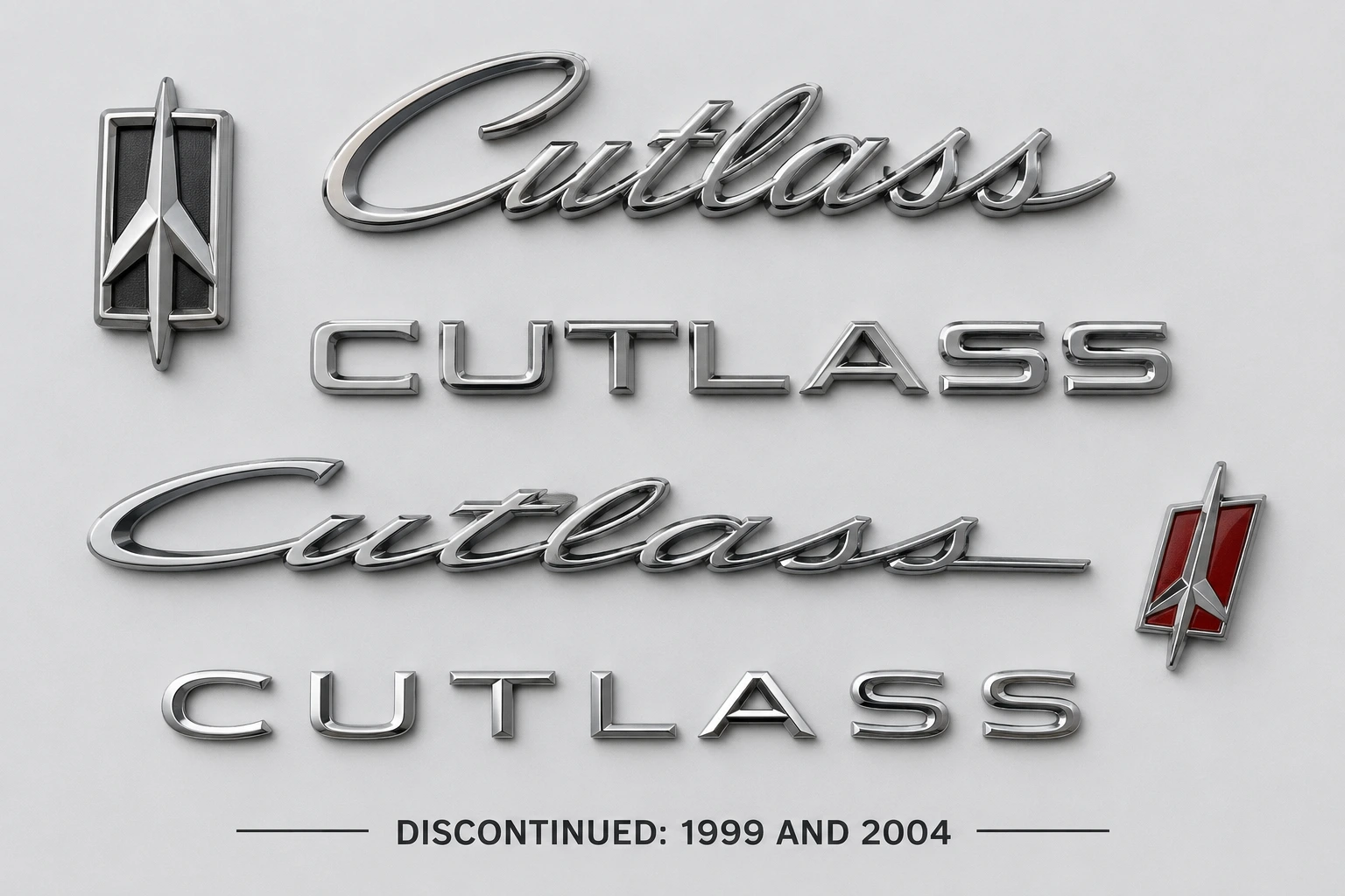 Nameplates of Oldsmobile Cutlass