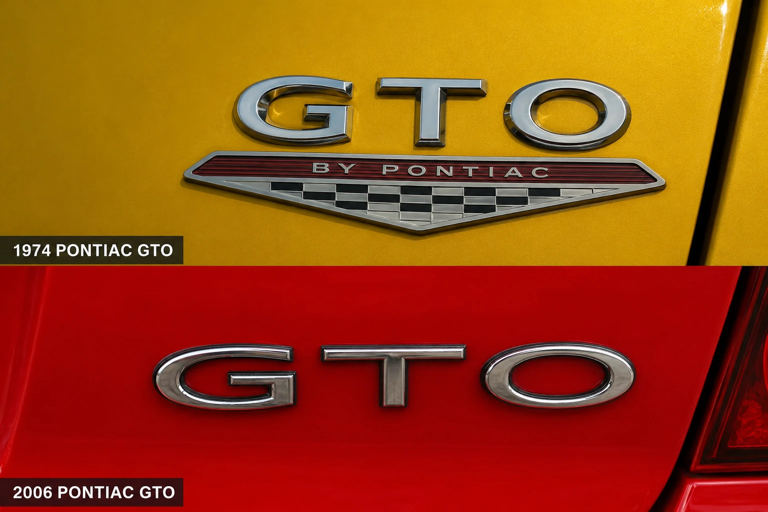 Nameplates of Pontiac GTO