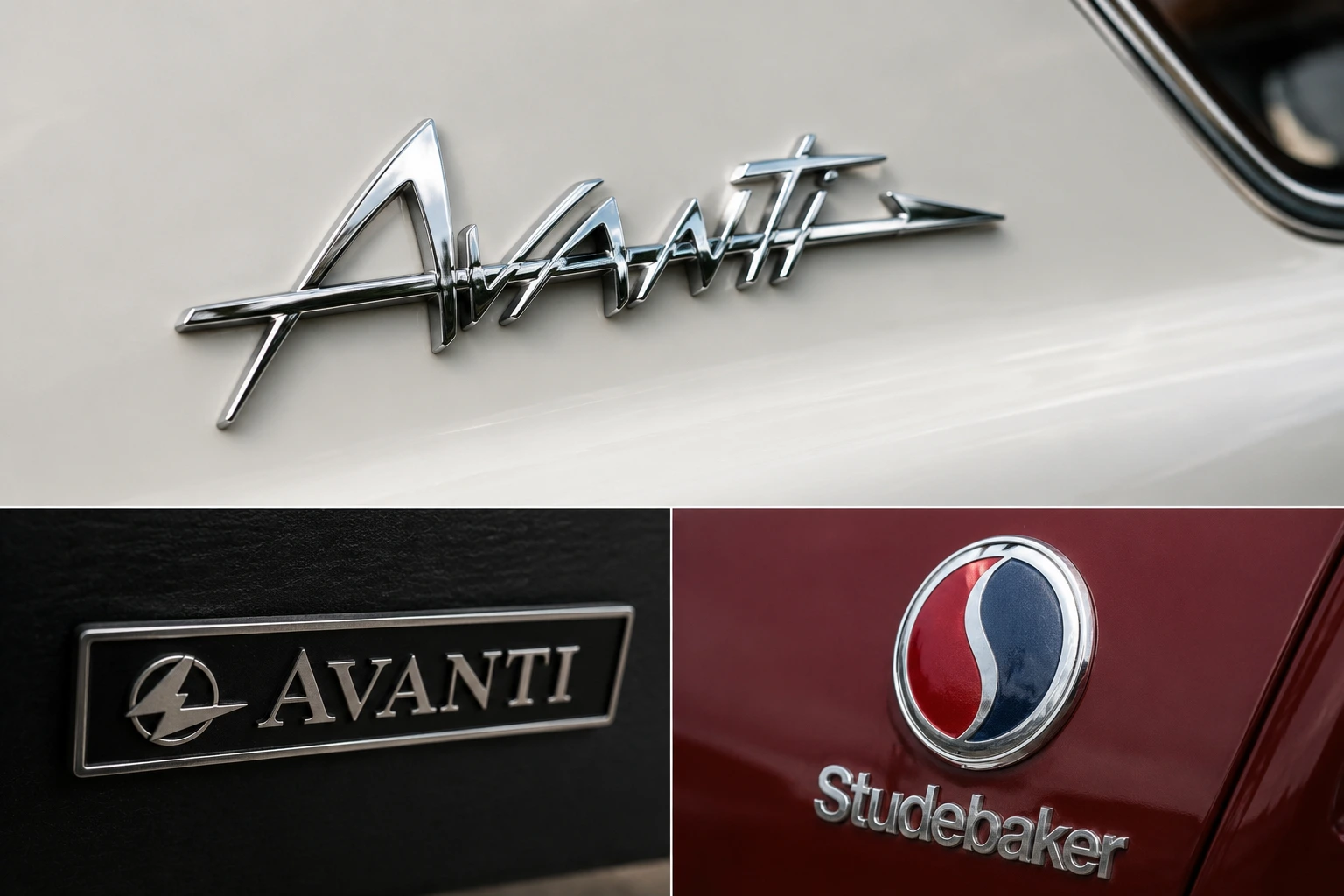 Nameplates of Studebaker Avanti