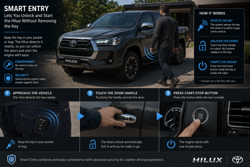 Smart Entry Lets You Unlock and Start the Hilux Without Removing the Key