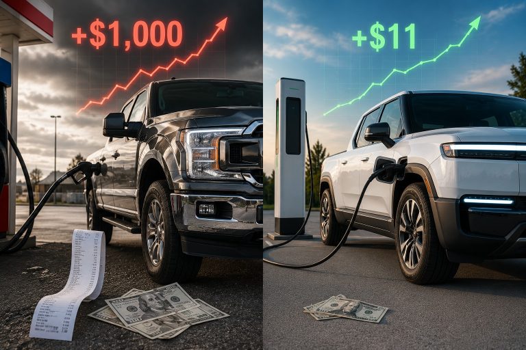 Truck Fuel Bills Jumped $1,000 This Year While EV Costs Rose $11