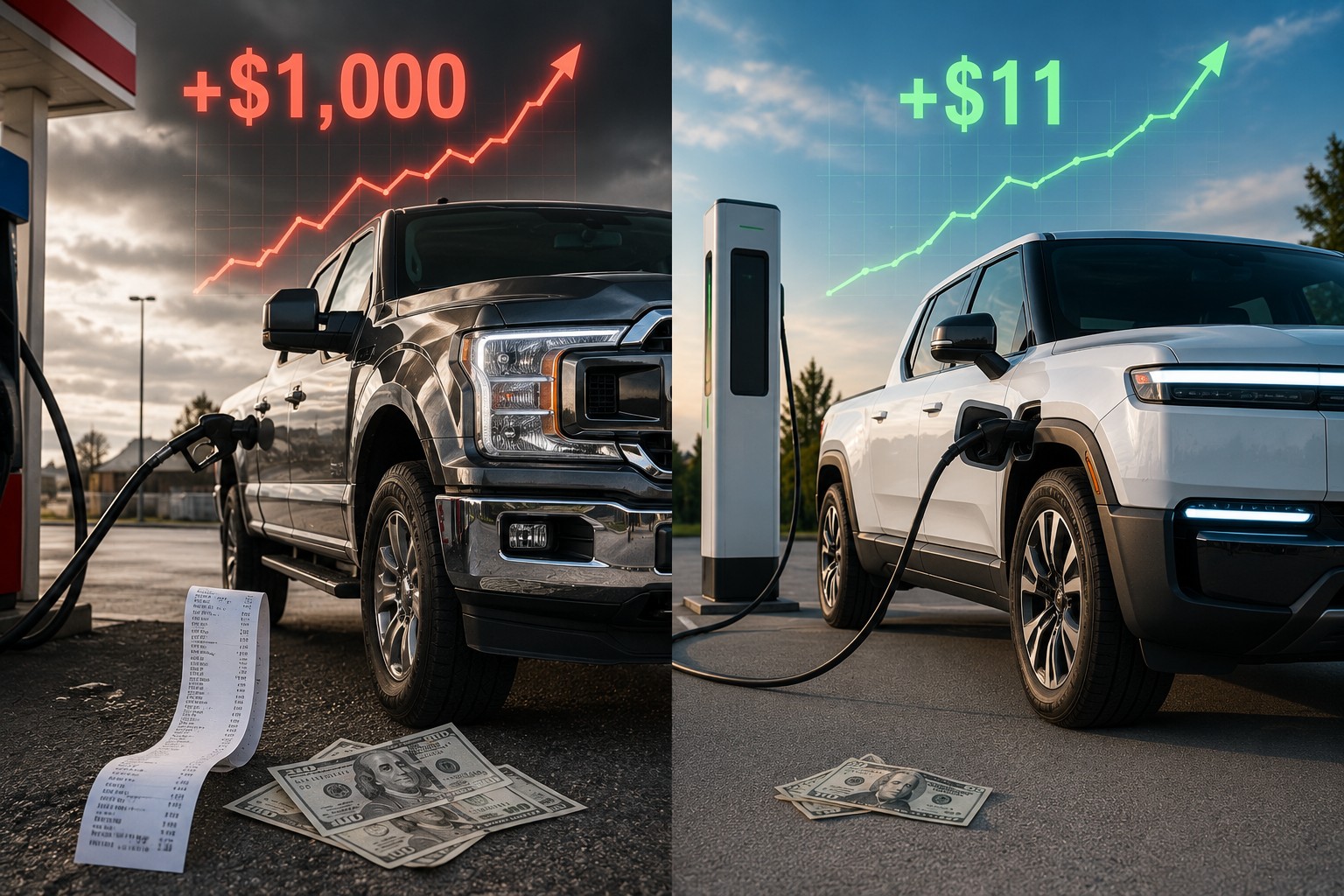 Truck Fuel Bills Jumped $1,000 This Year While EV Costs Rose $11