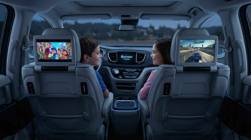 Uconnect Theater Keeps Rear Passengers Entertained Uconnect Theater Keeps Rear Passengers Entertained