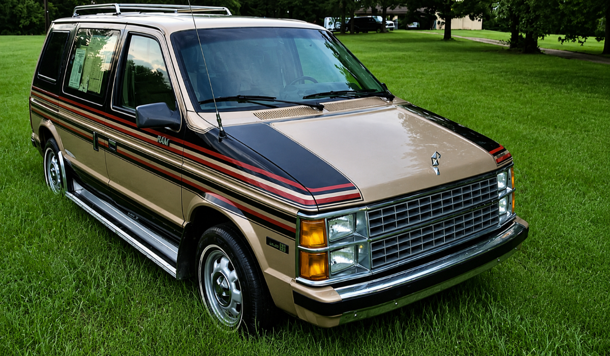 integrated cup holders are the 1984 Dodge Caravan and Plymouth Voyager (released in late 1983).