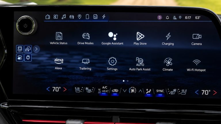 An infotainment system of a luxury truck